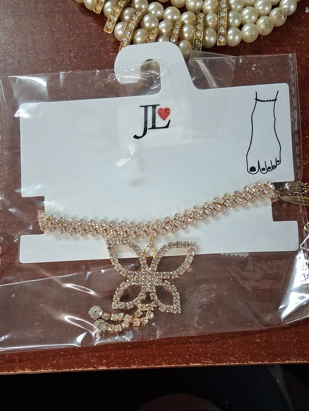 JL Gold Crystal Butterfly Bracelet - Gold Tone